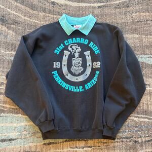 Vintage 1992 31st Annual Charro Ride Perkinsville Arizona Black Sweatshirt Sz L